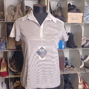 North End Sport Women's Short Sleeve Polo in Light Gray Stripe